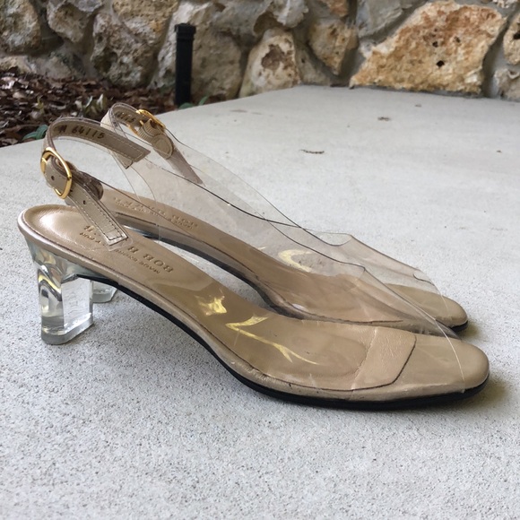 BOB BAKER Cinderella Clear Peep Toe Sling Back Heels - Picture 11 of 14